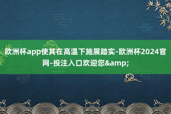 欧洲杯app使其在高温下施展踏实-欧洲杯2024官网-投注入口欢迎您&