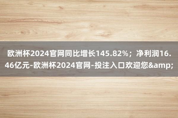 欧洲杯2024官网同比增长145.82%；净利润16.46亿元-欧洲杯2024官网-投注入口欢迎您&