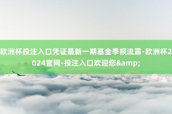 欧洲杯投注入口凭证最新一期基金季报流露-欧洲杯2024官网-投注入口欢迎您&