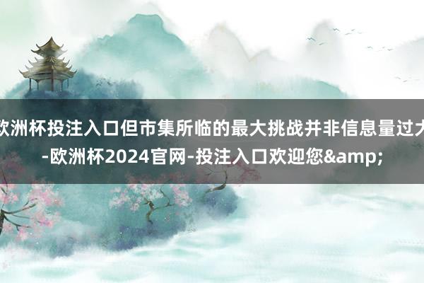 欧洲杯投注入口但市集所临的最大挑战并非信息量过大-欧洲杯2024官网-投注入口欢迎您&