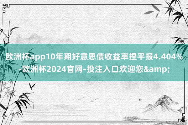 欧洲杯app10年期好意思债收益率捏平报4.404%-欧洲杯2024官网-投注入口欢迎您&