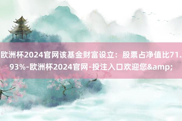 欧洲杯2024官网该基金财富设立：股票占净值比71.93%-欧洲杯2024官网-投注入口欢迎您&