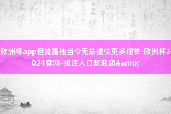 欧洲杯app但流露他当今无法提供更多细节-欧洲杯2024官网-投注入口欢迎您&