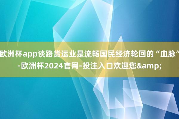 欧洲杯app谈路货运业是流畅国民经济轮回的“血脉”-欧洲杯2024官网-投注入口欢迎您&