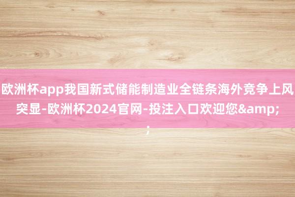 欧洲杯app我国新式储能制造业全链条海外竞争上风突显-欧洲杯2024官网-投注入口欢迎您&